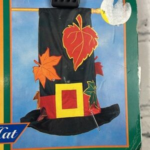 Banner Outdoor Double Sided Yard Flag Thanksgiving Pilgrim Hat